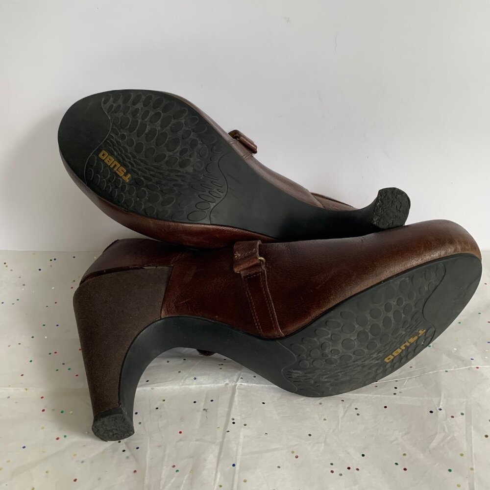 Tsubo Acrea Size 10  Brown Leather Slingback Mary Jane Pumps Comfort - 9.5 39.5 - Picture 6 of 13
